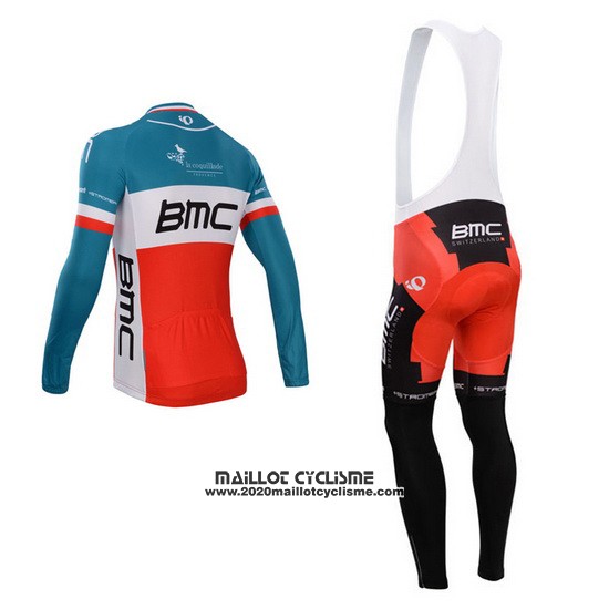 2014 Maillot Ciclismo BMC Champion Italie Bleu et Orange Manches Longues et Cuissard